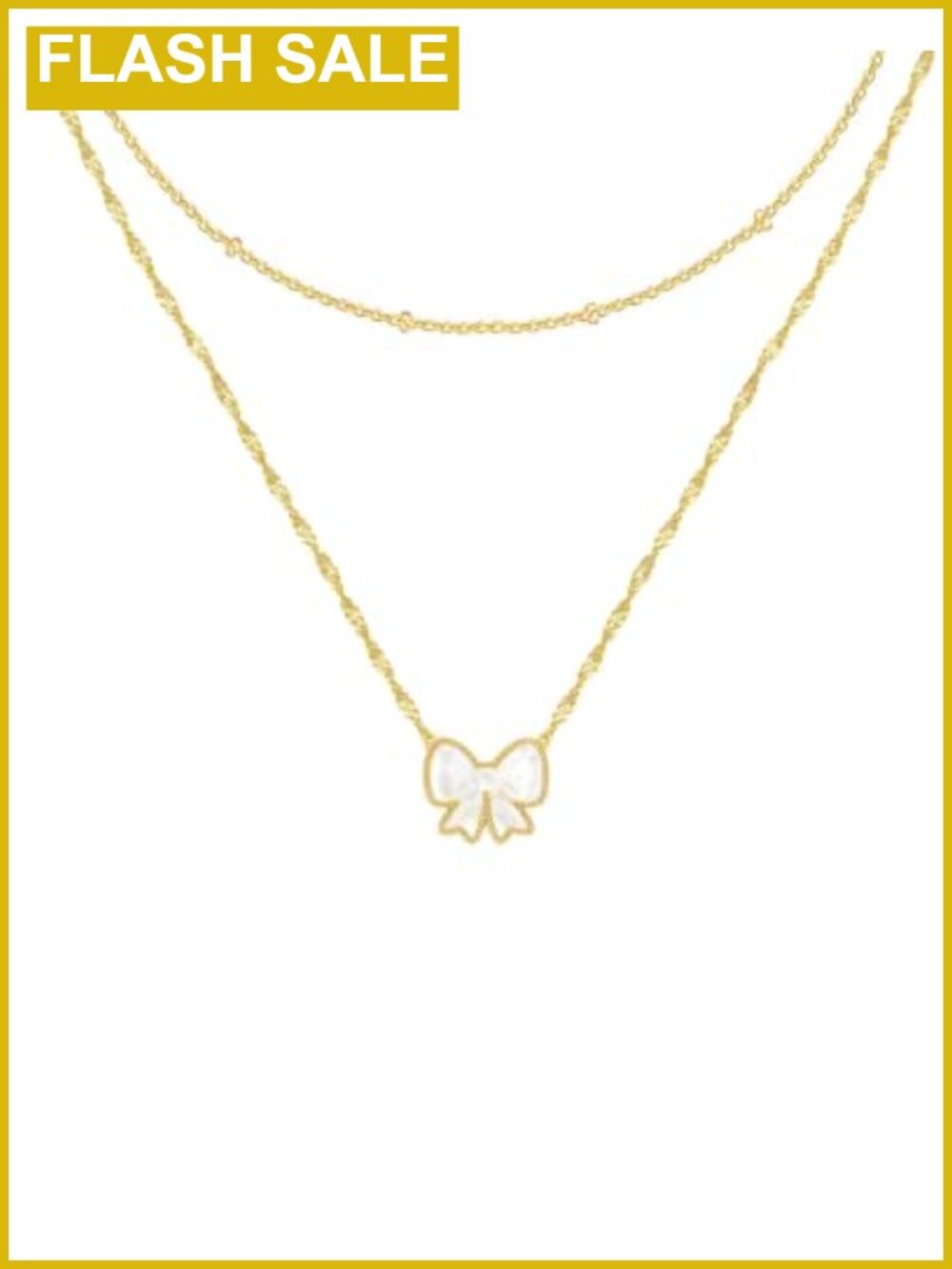 14K Gold Plated Bow Necklace Double Layer Adjustable Choker